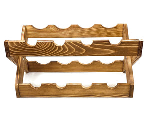 Foldable Wine Rack 8 Bottle Holder in Solid Wood for Kitchen Countertop, Cabinets and Bars